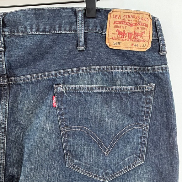 Levi Strauss 569 Loose Straight Dark Wash Denim Jeans Men's W44 L32 Red‎ Tag - Picture 9 of 12